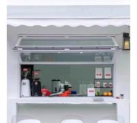 Aluminum Alloy Manual Sliding Concession Window with Locking Handle, Flush Mount Folding Window for Food Trucks, Outdoor Replacement, 5MM Glass (110x60cm)