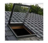 Aluminum Alloy Manual Ventilation Roof WindowInsulated Flush Mount Hopper Casement for Bathroom & Basement 75x60cm Energy Efficient Easy to Install