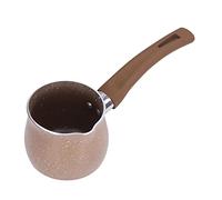 Aluminum Alloy Mini Nonstick Milk Pan 8cm Single Handle Cooking Pot Coffee Butter Chocolate Small Portable Pot Camping Hiking (Brown)