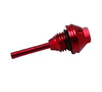 Aluminum alloy motorcycle oil dipstick featuring unique hexagonal plum blossom design, compatible with various motorcycle models for improved aesthetics and function (Red)