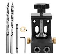 Aluminum Alloy Oblique Hole Locator, Woodworking Hole Positioner Tool Set with Step Drill Bits, Precision DIY Wood Drilling Accessory for Household and Workshop Use