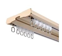 Aluminum alloy one-piece curtain double track,Silent track,Bedroom Partition Ceiling Track Kit,Simple ultra thin track,Practical decoration for bedroom and living room(Porcelain Swimming Gold,