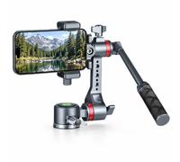 Aluminum Alloy Phone Tripod Mount, Pan Tilt Head for Video Recording | Control framing with smooth lateral and vertical movements for live streams and tutorials; 2 wrenches included