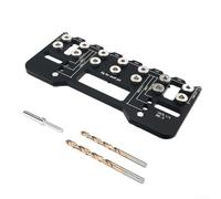 Aluminum Alloy Pocket Hole Jig Set for Cabinet Hinges and Drawer Rails with Locator and Drill Bits, Blue and Black, 223x100mm(Black)