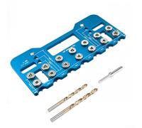 Aluminum Alloy Pocket Hole Jig Set for Cabinet Hinges and Drawer Rails with Locator and Drill Bits, Blue and Black, 223x100mm(Blue)