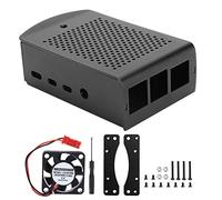 Aluminum Alloy Protective Case Cover Enclosure with Cooling Fan for 4B High Hardness Pressure Resistance Metal Luster Not Easy to Rust for Computer DIY Projects and Data Centers