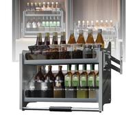 Aluminum Alloy Pull-Out Shelf System - 2 Tier Pull-Down Shelves for Kitchen Appliance Lift Upper Cabinet, 30kg Load-Bearing - Hanging Tall Cabinet Pull-Down Shelves,One C,One Color Cabinet 850mm