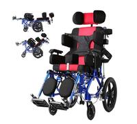 Aluminum Alloy Reclining Transport Wheelchair with Seat Belt and Dining Table for Mobility Assistance