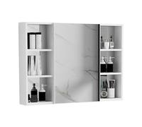 Aluminum Alloy Rectangular Bathroom Mirror Cabinet in Bianco - Modern Design for Bedroom Living Room & Toilet 90 x 11 x 65 cm - Stylish Storage Solution