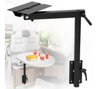 Aluminum Alloy Removable Table Leg RV, 360 Degree Rotation Laptop Table Leg, Height Adjustable Table Leg Bracket for RV Caravan Motorhome Yachts, Easy to Install, 60IBS (Black)