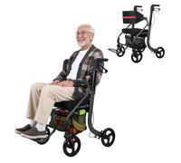 Aluminum Alloy Rollator Walker with Seat, Adjustable Height Mobility Walker for Seniors, with 8 Inch 360° Rubber Wheels Dual Brakes 220lbs Load 31-36in Height, Indoor Outdoor Walking Silver