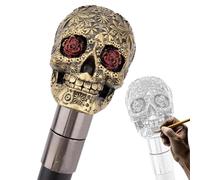 Aluminum Alloy Rose Skull Walking Cane for Men and Women, Gothic Decorative Ornate Metal Cane with Ergonomic Handle Stick for Senior