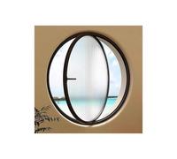Aluminum Alloy Round Porthole Window,360° Rotating Round Transparent Glass Window with Handle,Embedded Tempered Glass Decor Window,Rotating Casement Porthole Window(Black,60cm)