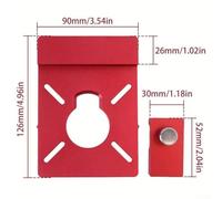 Aluminum Alloy Router Guide Rail Adapter for Woodworking - Compatible with Track Saw Guides, Includes Rail Stop, 126 x 90 mm, Red