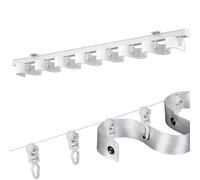 Aluminum Alloy S Wave Ripple Curtain Track System, White Wall/Ceiling Curtain Track Set 1.6ft - 19.7ft, Heavy Duty Ceiling Mount Ripplefold Snap Track with Tape Set(100CM(3.3FT),125mm)