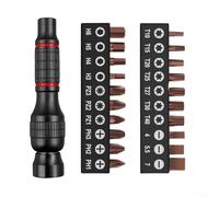 Aluminum Alloy Screwdriver Handle with 1/4" Hex Socket, 360° Non-Slip Grip for Torx Hex Cross Bits, Includes 20pcs Short Bit Set and Extension(Type C)