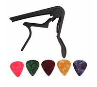 Aluminum Alloy Set with 5 Guitar Picks for Quick Sound Changes to 6 String Guitar, Banjo, Mandolin and More (Black)