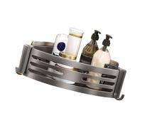 Aluminum Alloy Shower Corner Shelf Wall-Mounted with Hooks for Bathroom, Kitchen Storage Wall Mounted Shampoo Holder Stand Corner