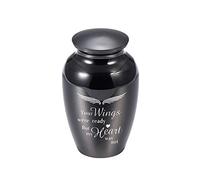 Aluminum alloy Silver Mini Urns Cremation Ashes Urn Keepsake Casket Columbarium Pets/Human Memorials Jewelry - Your Wings were Ready My Heart was Not (Black 70x45mm)
