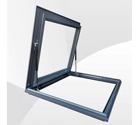 Aluminum Alloy Skylight Window Double Glazed Manual Vent Square Recle Design for Attic & Sunroom Tempered s Hydraulic Rod 70x70cm 27.6x27.6in Easy Open &