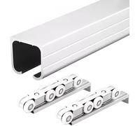 Aluminum Alloy Sliding Door Accessories Wardrobe Folding Door Hanging Wheel Track Sliding Door Sliding Wheel Wooden Door Hanging Rail Complete Set Of Installation Materials Smo(Size:1.3m,Color:Silver)