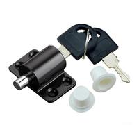 Aluminum Alloy Sliding Door Lock with Key for Child Safety Protection on and Doors, for Easy Installation No Drilling Required, White Black Silver Options(Black)