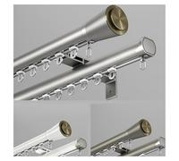 Aluminum Alloy Sliding Double-track Curtain Rod, Heavy-Duty Curtain Rails, Wall Mount Curtain Track, For Outdoor Use, Farmhouses, Bedrooms, Kitchens, And Living Rooms(Gray,270cm(8.9ft))