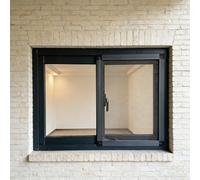 Aluminum Alloy Sliding Window, Black Basement Sliding Window with Tempered Glass & Screen, No Assembly Required Replacement Windows for Basement, Mobile Home, Shed, Bathroom(B,HxW(48X58CM))