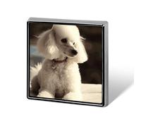 Aluminum Alloy Square Brooch Pins French Poodle Lapel Fashion Button Badges Decoration for Men Women Backpacks Clothes Jackets Gift