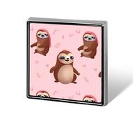 Aluminum Alloy Square Brooch Pins Sloth-pink Lapel Fashion Button Badges Decoration for Men Women Backpacks Clothes Jackets Gift