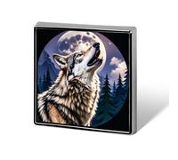 Aluminum Alloy Square Brooch Pins Wolves Lapel Fashion Button Badges Decoration for Men Women Backpacks Clothes Jackets Gift