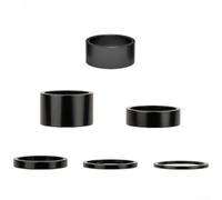 Aluminum Alloy Stem Spacers 28.6mm for MTB Road Bike | Fits 1-1/8 inch forks, 7-piece set, lightweight aluminum, black anodized finish, for durable construction