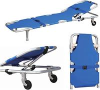 Aluminum Alloy Stretcher, First Aid Rescue Stretcher with Wheels Folding Medical Stretcher, Backrest Emergency Patient Transport Stretcher, Weight Capacity 350 Lb