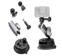 Aluminum Alloy Suction Cup Camera Mount with Magic Arm, for DJI Osmo Action, for Insta360 X3, for GoPro Hero 11/10 / 9, with 1/4"-20 Standard Thread Adapter, Double Ball Head Support 360° Rotation
