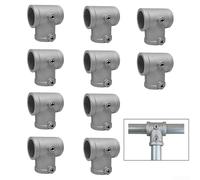 Aluminum Alloy T-Joint 25mm Corner Bracket Set(20mm 10pcs) | 20mm inner diameter, set screw mount, silver gray finish, indoor outdoor use, railing framework