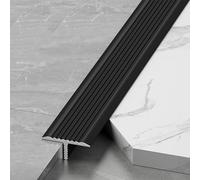 Aluminum Alloy T-Shaped Floor Strips (3pcs*90cm) | Anti-Slip Edging & Carpet to Tile Transition Trim, Embedded/Threshold Strip for Stairs/Doorways | Easy to Clean(Black,1.5cm)