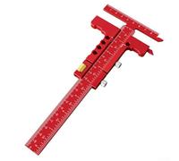 Aluminum Alloy T-Shaped Scriber Marking Gauge for Woodworking, Carpenter Measuring Tool with Clear Etched Scale, 229x90mm Sliding Ruler for Precise Layout and Grooving(With tuning red)