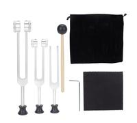 Aluminum Alloy Tuning Fork Set 128Hz 256Hz 512Hz - Healing Sound Therapy Tools for Meditation, Yoga & Chakra Balancing - Portable Frequency Healing Device with Silicone Hammer & Storage Bag