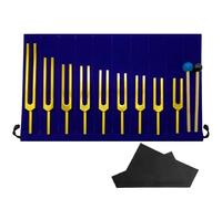 Aluminum Alloy Tuning Forks, 11 Piece Solfeggio Set, 9 Gold Forks, 174Hz-963Hz, Includes Mallets & Pouch