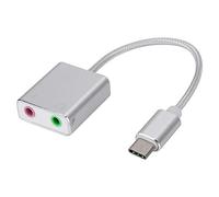 Aluminum Alloy Type C External Stereo Sound Card o Adapter with 3.5mm Jack - Noise Reduction & Plug and Play for Mobile Phones, Tablets, Notebooks