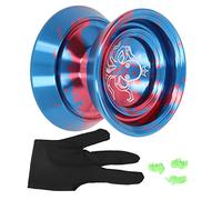 Aluminum Alloy Unresponsive YoYo Ball, Advanced Metal Yoyo for Competition, Fade Free Sandblasted Surface with Glove and 3 Strings for Kids and Professionals (Blue)