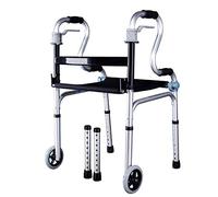 Aluminum Alloy Walker, Foldable Adjustable Anti-Skid Pulley, for The Elderly Walker, with Wheels, Maximum Load 180Kg,B-B