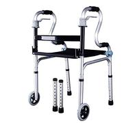 Aluminum Alloy Walker, Foldable Adjustable Anti-Skid Pulley, for The Elderly Walker, with Wheels, Maximum Load 180Kg,B-B