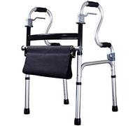 Aluminum Alloy Walker, Foldable Adjustable Anti-Skid Pulley, for The Elderly Walker, with Wheels, Maximum Load 180Kg Yearn for Better Life(A-A)