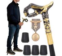 Aluminum Alloy Walking Solid Vintage Designer Victorian Simple Cane Antique Style Folding, 36.8" Inches Walking Stick with Metal Handle for Men and Women(Black)