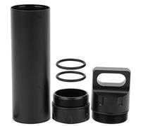 Aluminum Alloy Waterproof Drug Case Outdoor Survival Storage Container Dry Bottle Lightweight Durable Portable Pill Holder for Camping Hiking Travel Emergency Kit (Black)