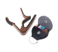 Aluminum Alloy Wood Color Guitar Capo For Folk Guitar Electric Guitar With Picks And Picks Holder Guitar Accessories Classical Guitar Capo For Acoustic And Electric Guitar And Bass Capo Clamp Guitar