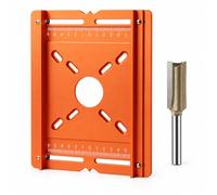 Aluminum Alloy Wood Router Slotting Bracket Guide Tool (#2) | 6mm aluminum alloy router guide with adjustable dual scales for straight grooving, trimming and woodworking positioning.