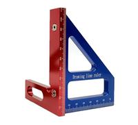Aluminum Alloy Woodworking Ruler Square Layout Miter Triangular 45/90 Degree Metric Gauge Measure Tool Red/Blue Triangle for Drawing Small Triangle Woodworking