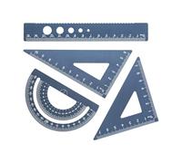 Aluminum Alloys Drafting Rulers Set 4 Piece Mathematics Tool with Rounded Edges Clear Scale Measurement Set